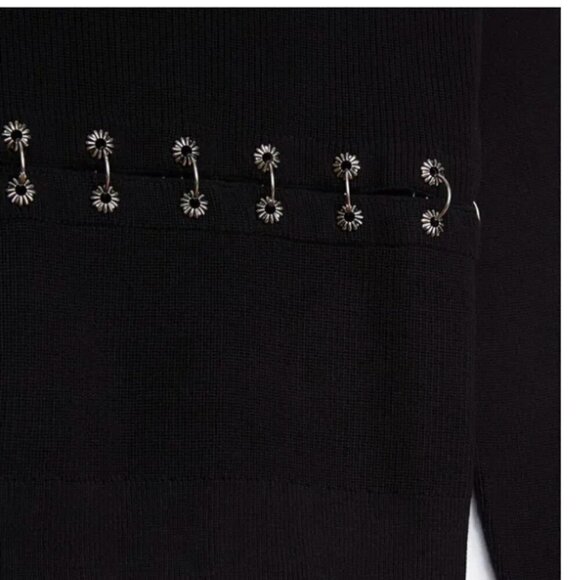 The Kooples Cotton Jumper With Piercings Black Size L - Picture 3 of 10